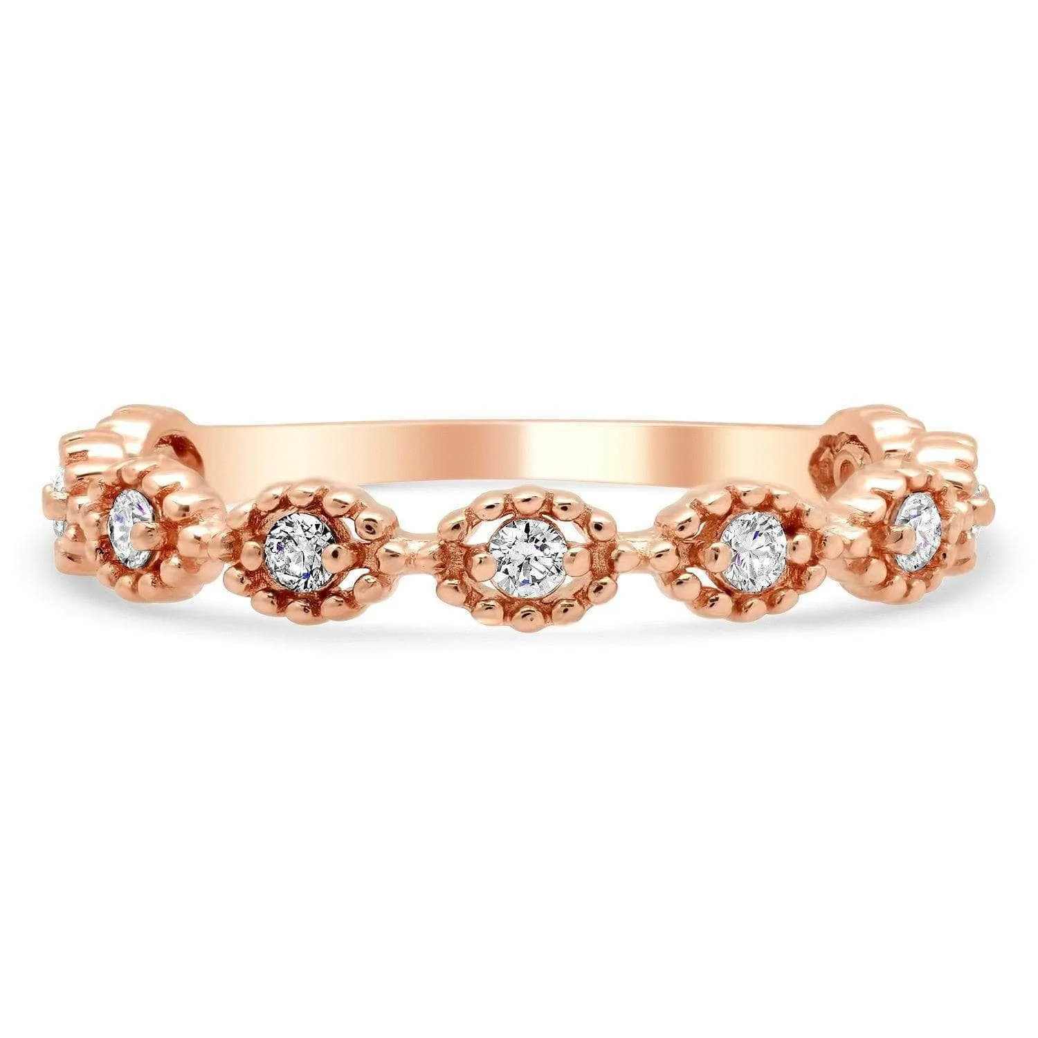 Nine Stone Round Diamond Stacking Wedding Ring