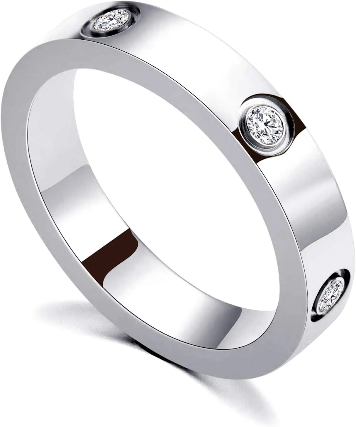 PDWZNBA Love Friendship Ring 18K Gold Silver Rose Plated Cubic Zirconia Stainless Steel Promise Ring Wedding Band Jewelry Birthday Gifts for Women