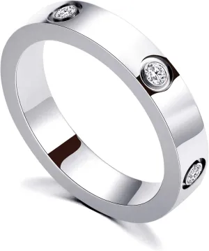PDWZNBA Love Friendship Ring 18K Gold Silver Rose Plated Cubic Zirconia Stainless Steel Promise Ring Wedding Band Jewelry Birthday Gifts for Women