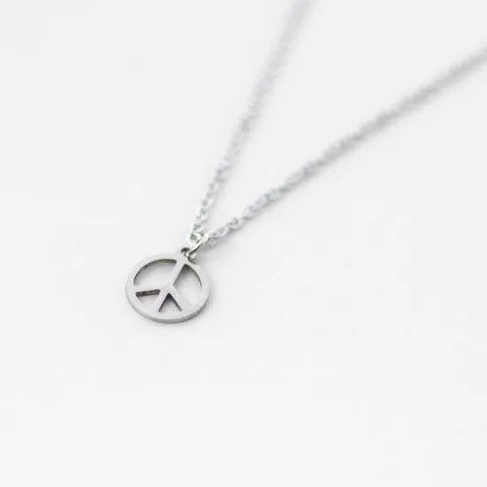 Peace necklace for men, chain necklace with silver tone stainless steel peace pendant, gift for him