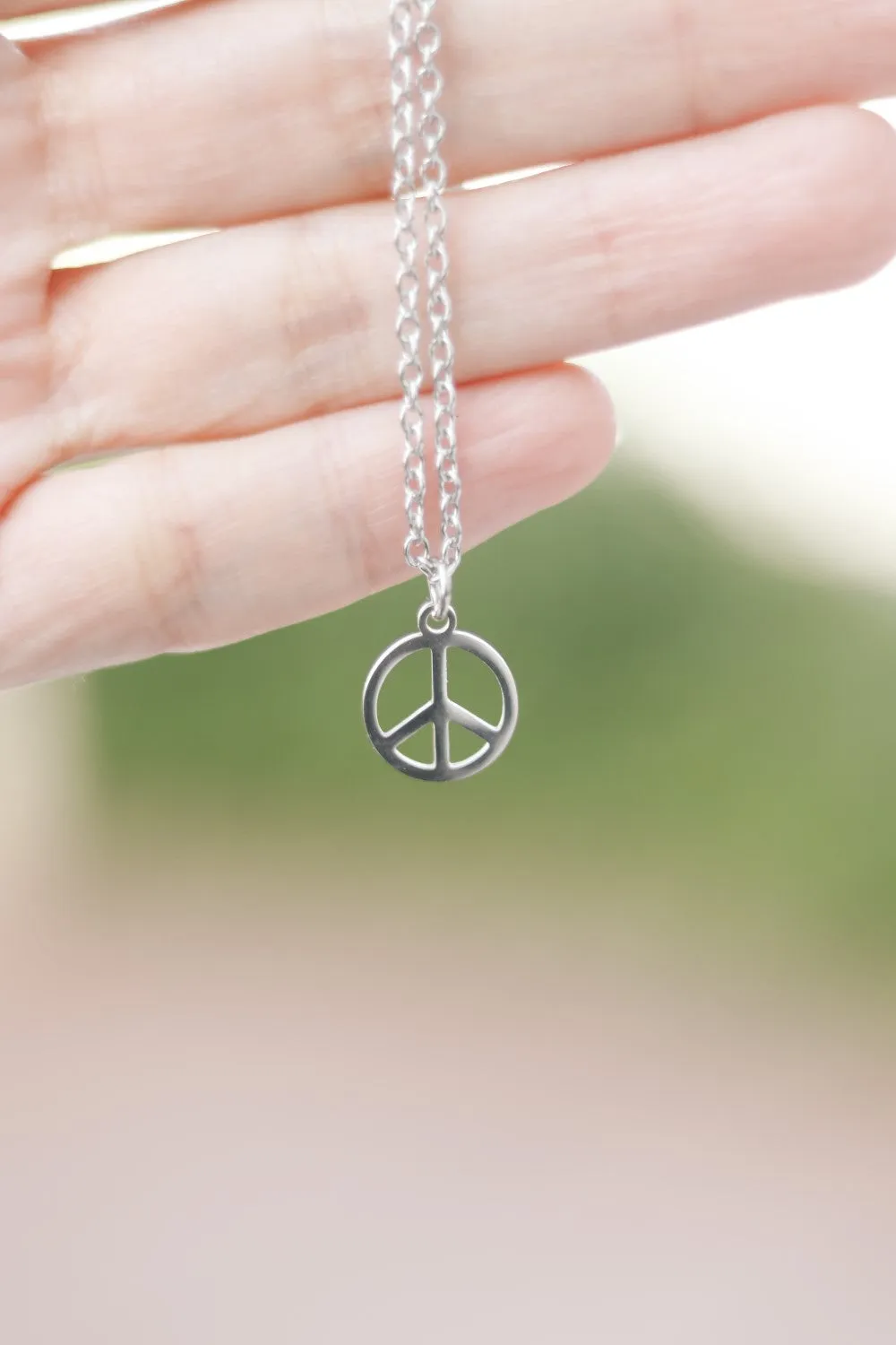 Peace necklace for men, chain necklace with silver tone stainless steel peace pendant, gift for him