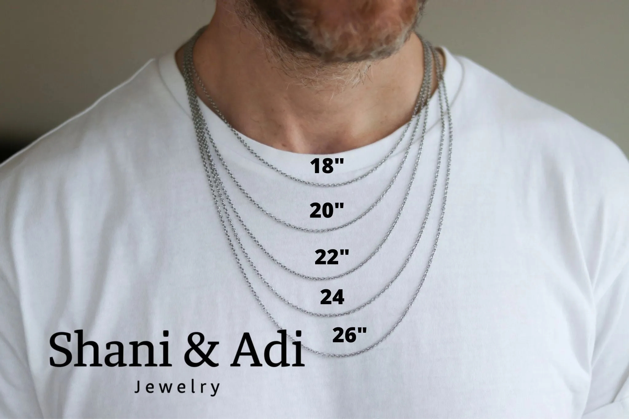 Peace necklace for men, chain necklace with silver tone stainless steel peace pendant, gift for him