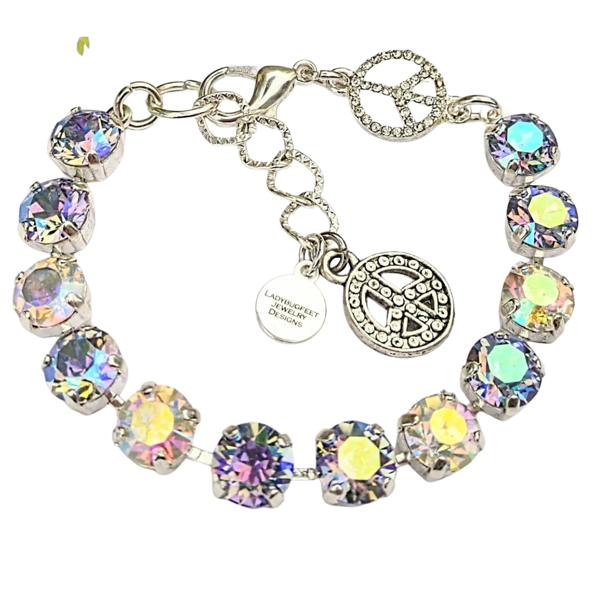 Peace Sign Faceted Crystal Bracelet