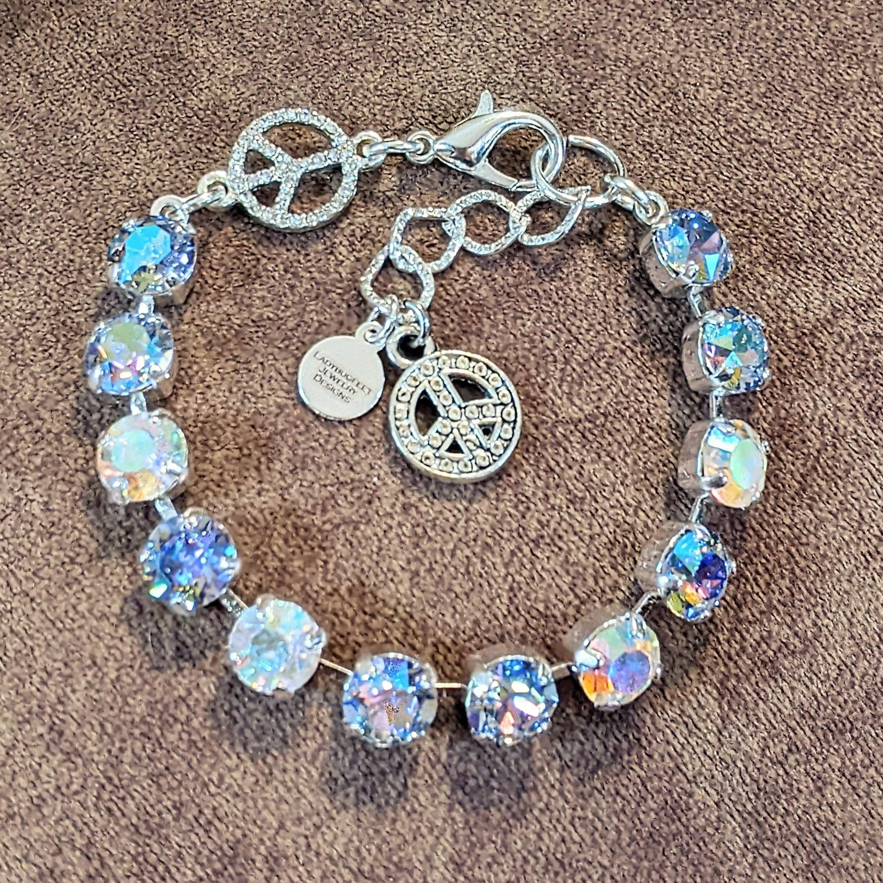 Peace Sign Faceted Crystal Bracelet