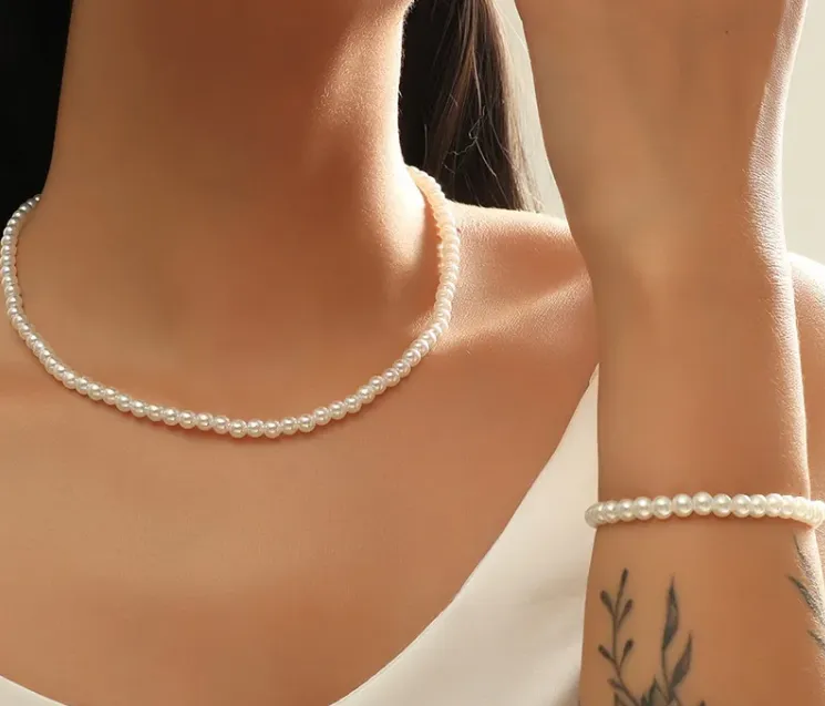 PEARL NECKLACE BRACELET SET