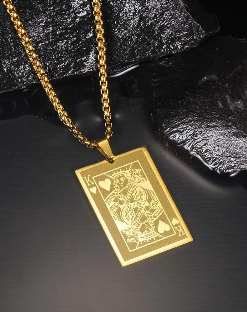 Pendant Necklace for Men Stylish Poker Card Series Collection