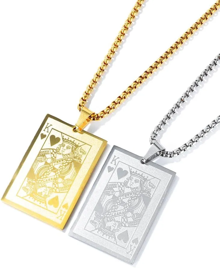 Pendant Necklace for Men Stylish Poker Card Series Collection
