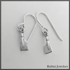 Petite Rowing Blade on French Wire Earrings Made by Rubini Jewelers.