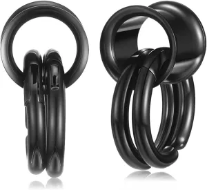 PiercingJ 1 Pair Ear Guages with Rings Ear Weight Plugs Tunnels Hypoallergenic Ear Expander Stretchers 316 Stainless Steel Hoop Earrings Piercing Body Jewelry 0G 00G 1/2" 9/16"