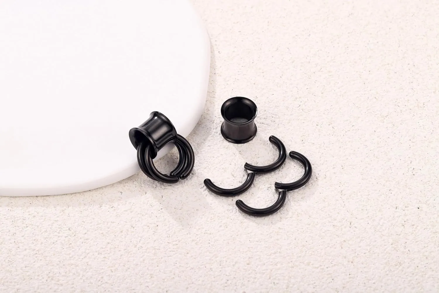 PiercingJ 1 Pair Ear Guages with Rings Ear Weight Plugs Tunnels Hypoallergenic Ear Expander Stretchers 316 Stainless Steel Hoop Earrings Piercing Body Jewelry 0G 00G 1/2" 9/16"