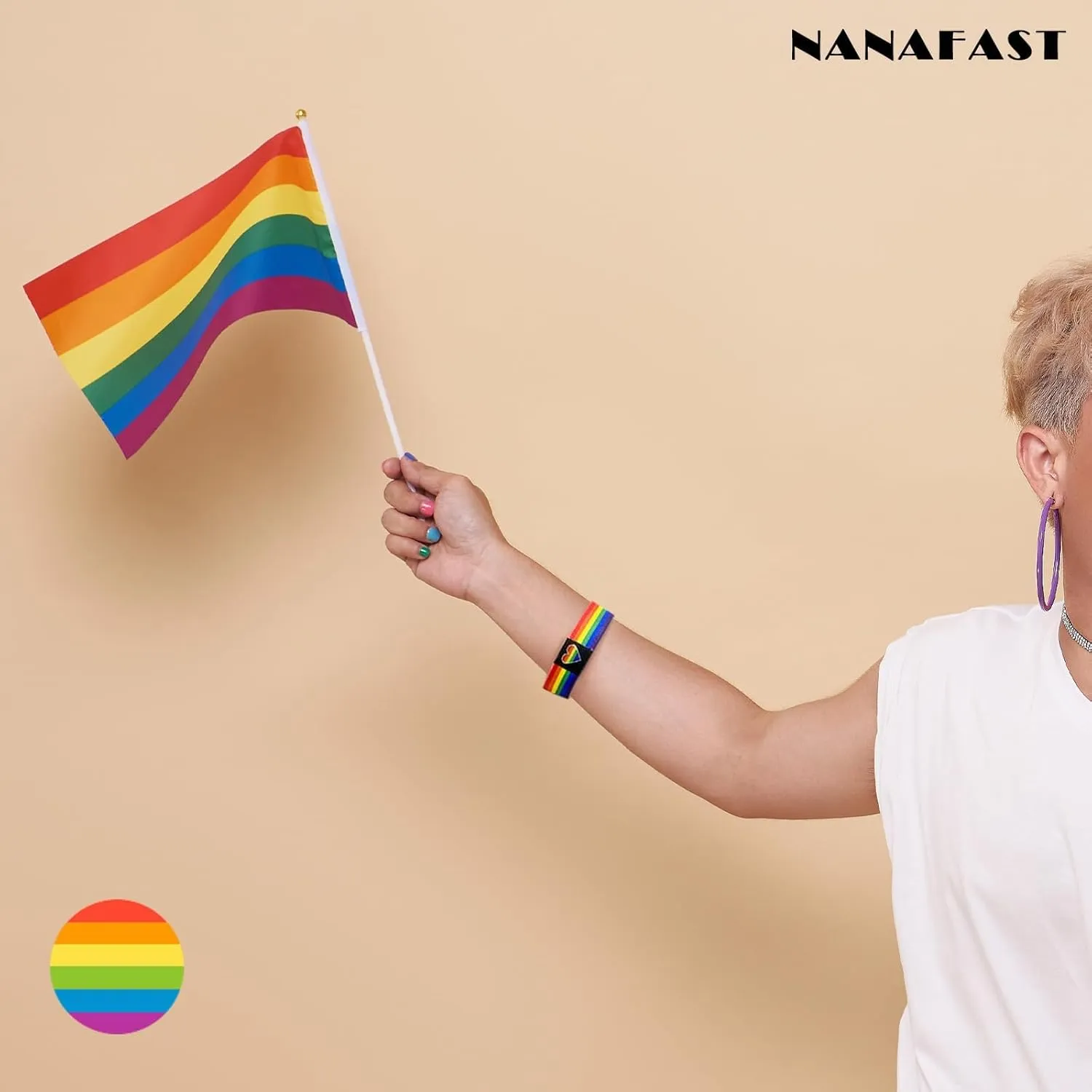 Rainbow LGBT Pride Bracelet for Women Men, Stretch Elastic Band, LGBTQ Wristbands for Pride Month Decorations, Trans Lesbian Accessories Outfits Merch Gifts