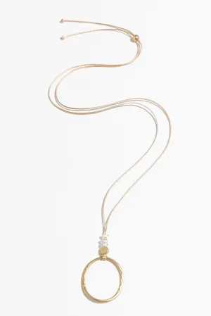 Renita Gold Clear Hoop Pendant Necklace