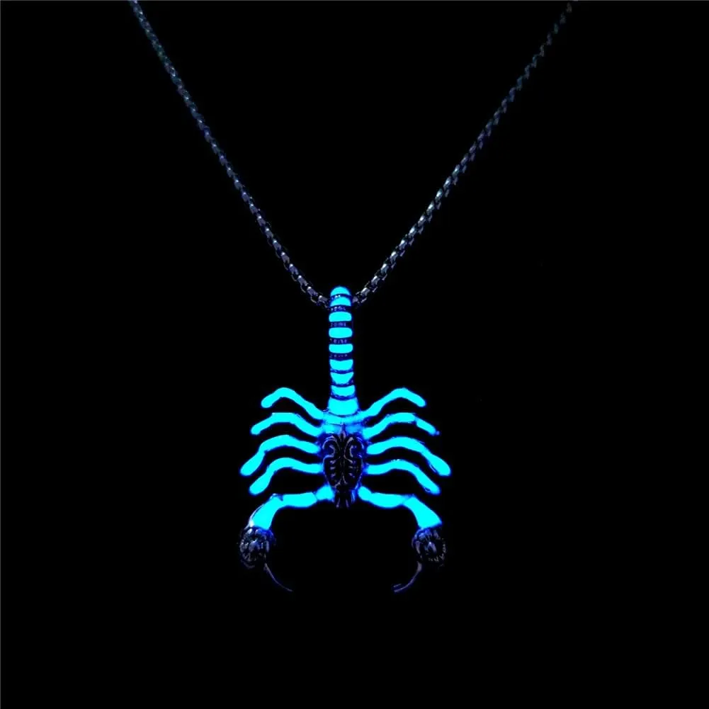 Scorpio Scorpion Necklace Pendant Stainless Steel Luminous Scorpions Insect Necklace for Women Men Cool Glow in the Dark Jewelry Gift