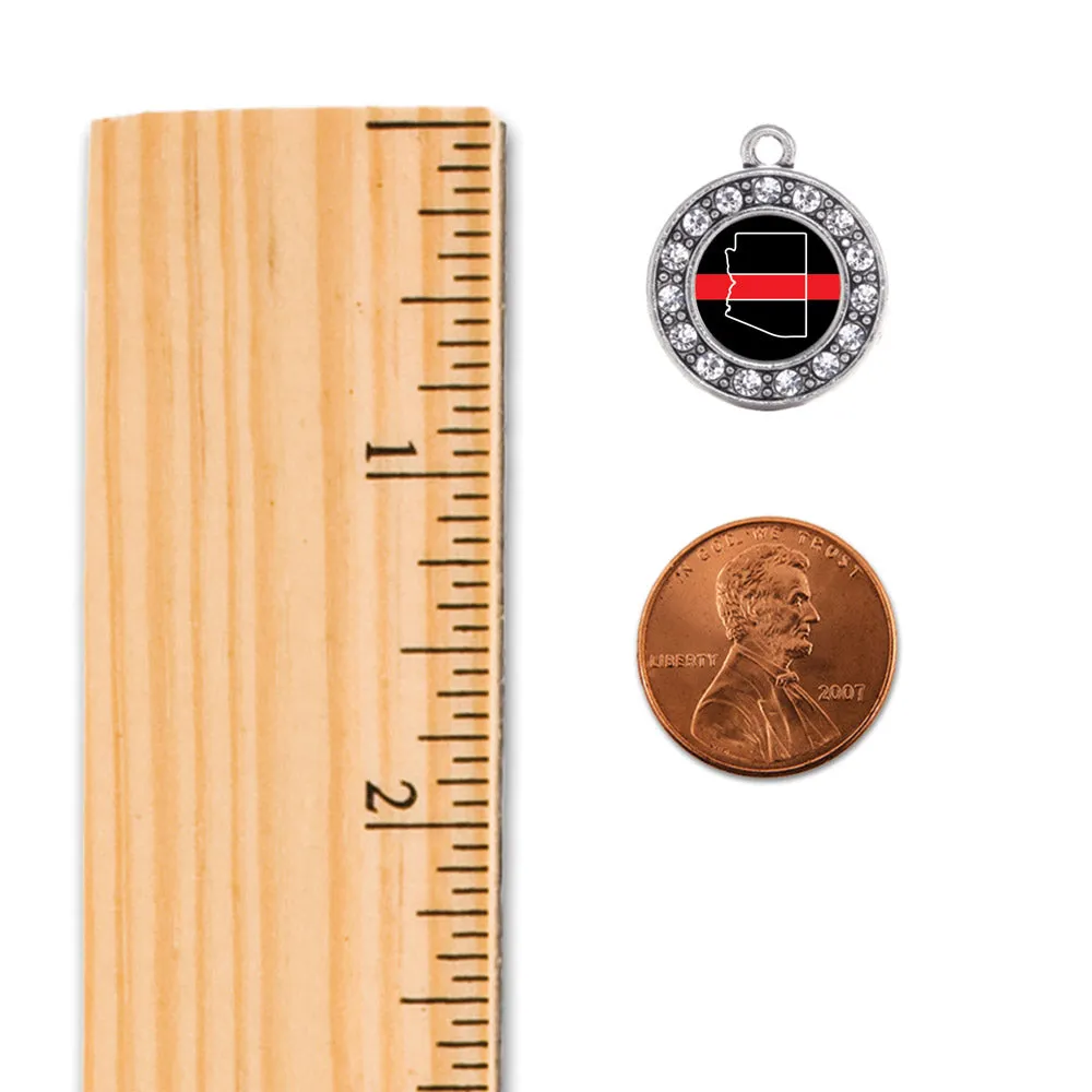 Silver Arizona Thin Red Line Circle Memory Charm