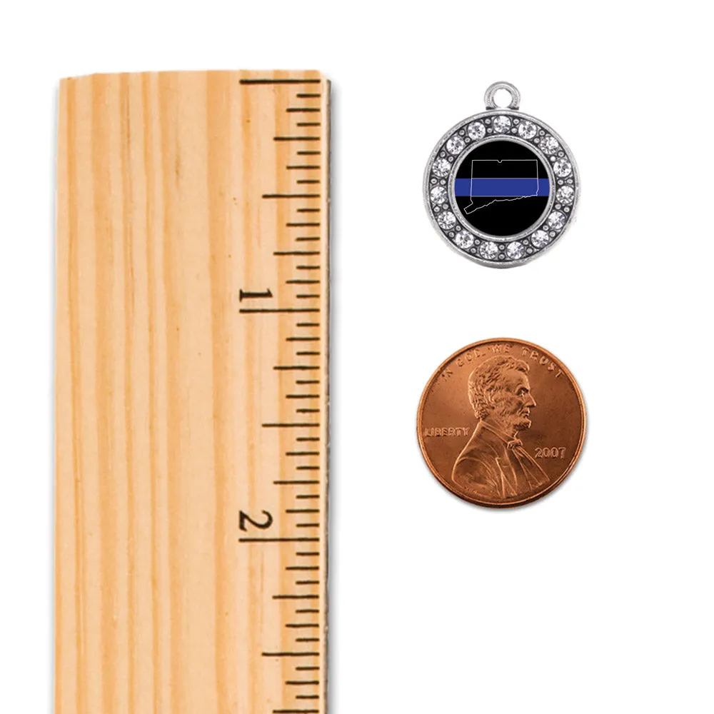 Silver Connecticut Thin Blue Line Circle Memory Charm