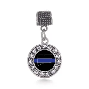 Silver Connecticut Thin Blue Line Circle Memory Charm