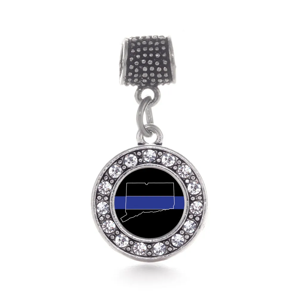 Silver Connecticut Thin Blue Line Circle Memory Charm