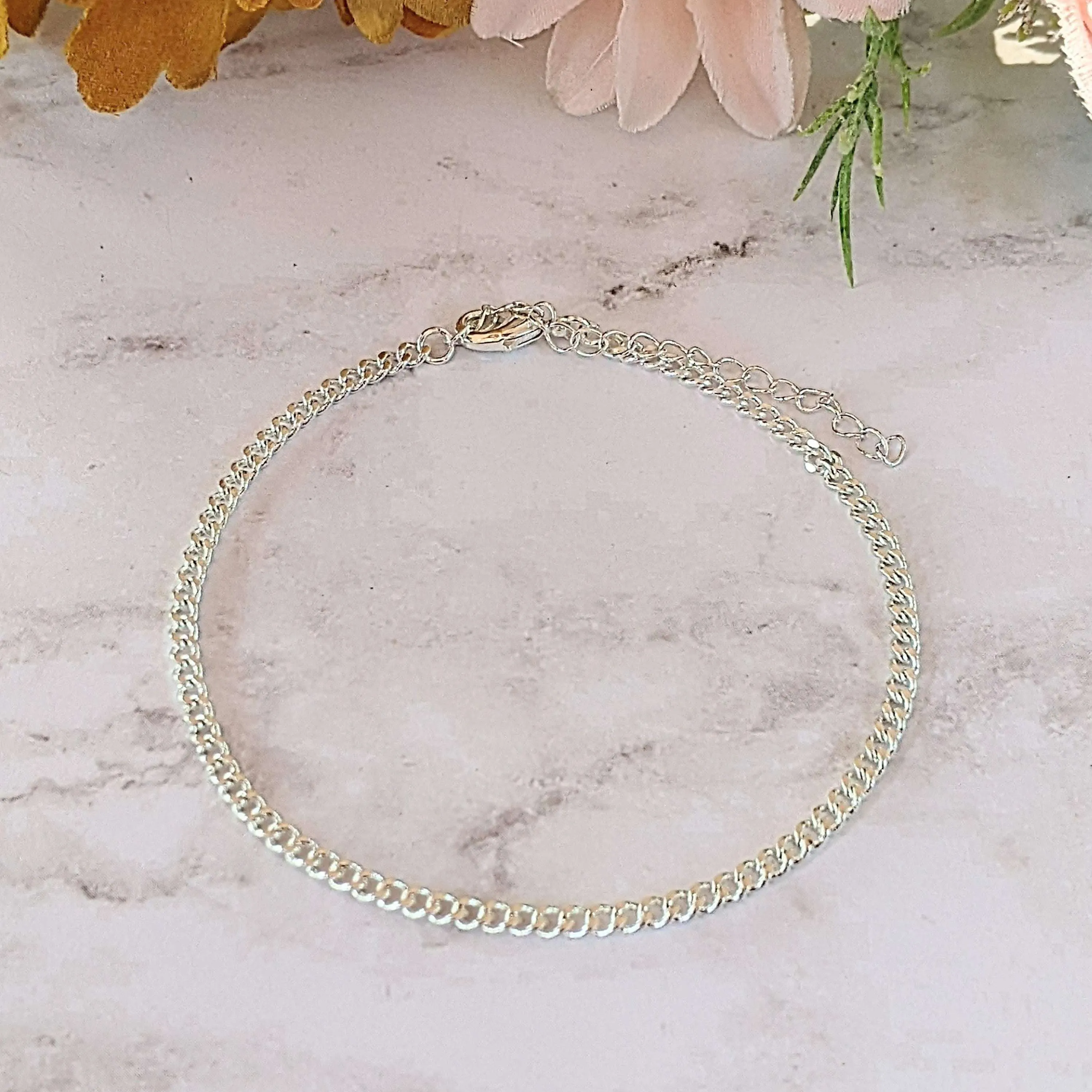 Silver Cuban Chain Anklet