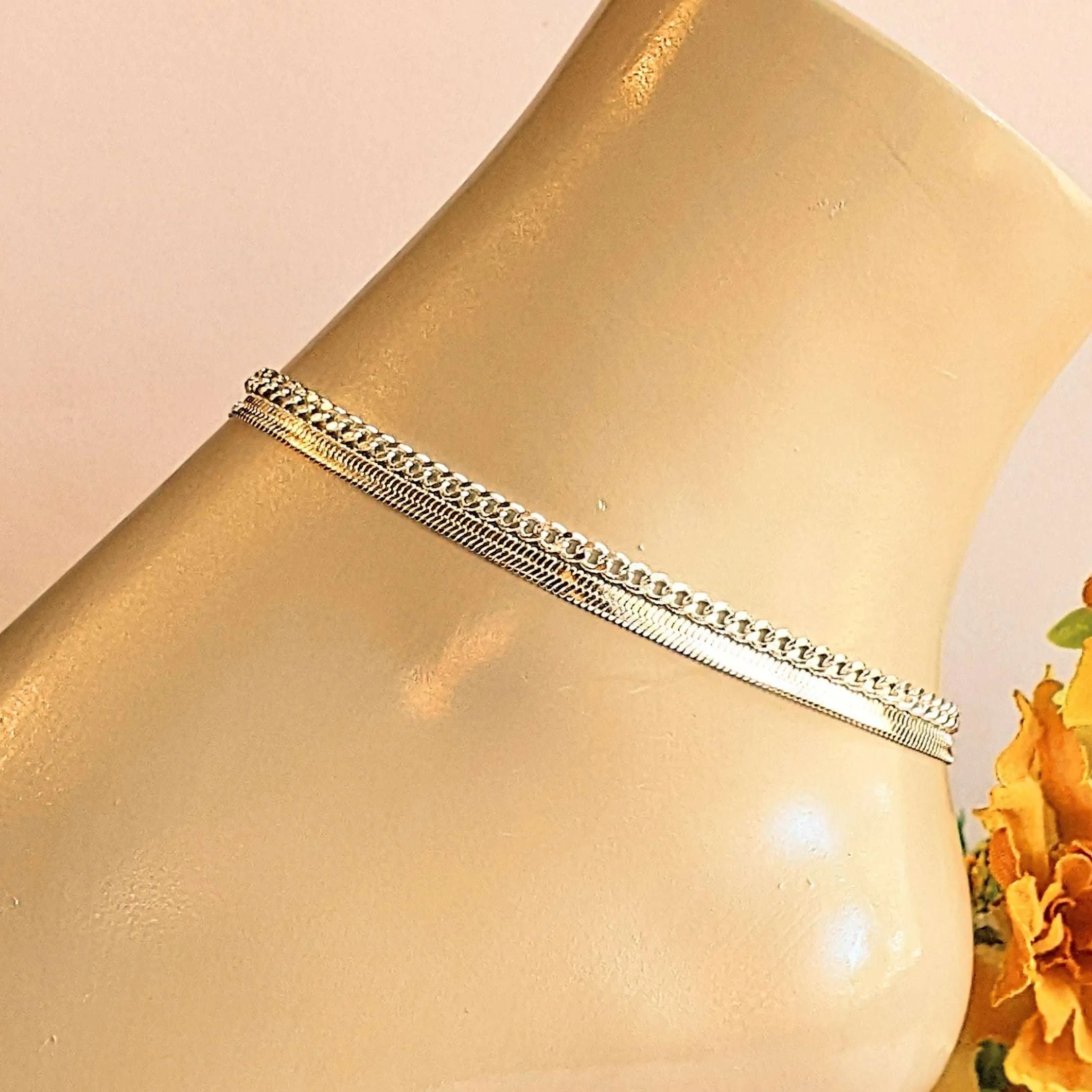 Silver Cuban Chain Anklet
