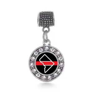 Silver District of Columbia Thin Red Line Circle Memory Charm