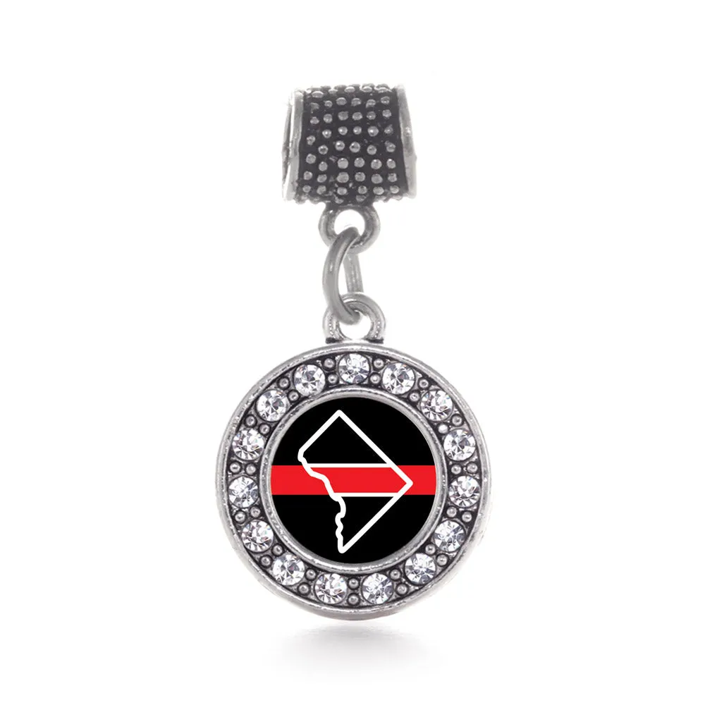 Silver District of Columbia Thin Red Line Circle Memory Charm