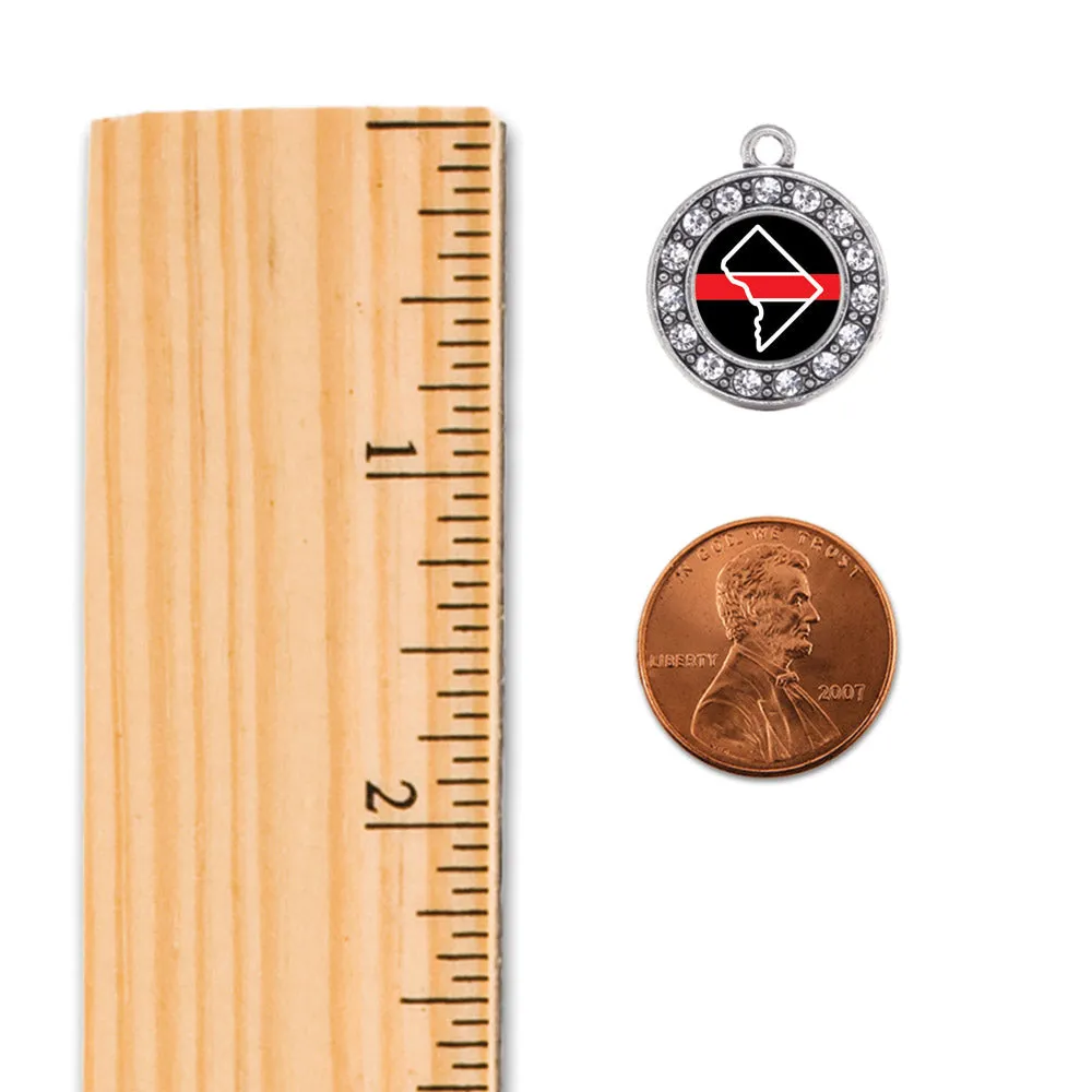 Silver District of Columbia Thin Red Line Circle Memory Charm