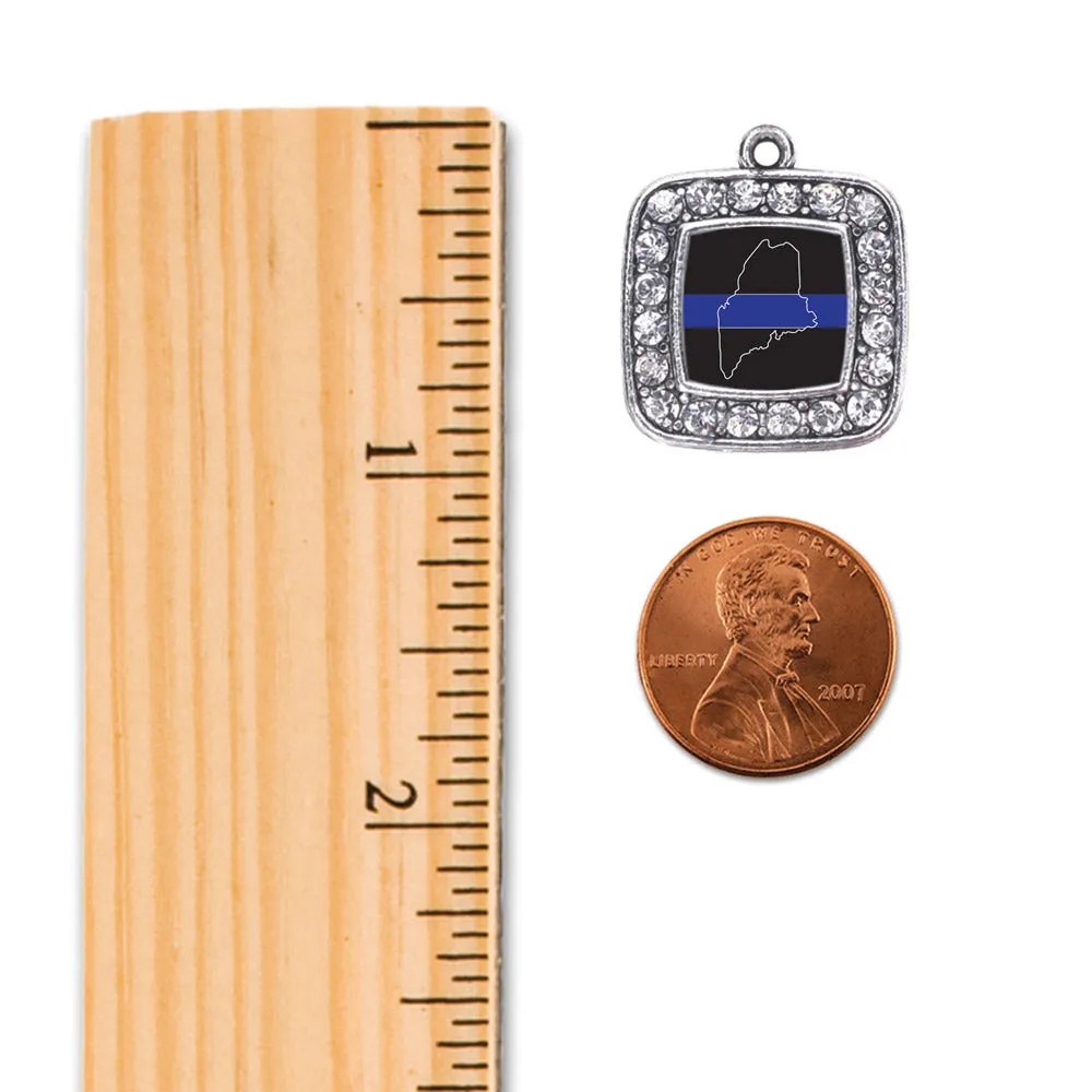 Silver Maine Thin Blue Line Square Memory Charm