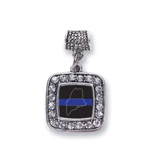 Silver Maine Thin Blue Line Square Memory Charm