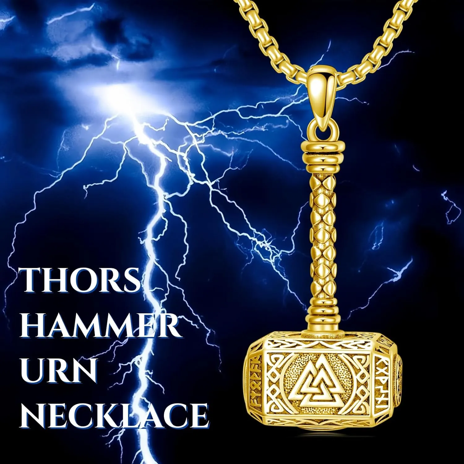 SIMONLY Thors Hammer Necklace 925 Sterling Silver Turquoise Obsidian Tigers Eye Mjolnir Necklace Urn Necklaces for Ashes Viking Cremation Jewelry for Men Women Unisex