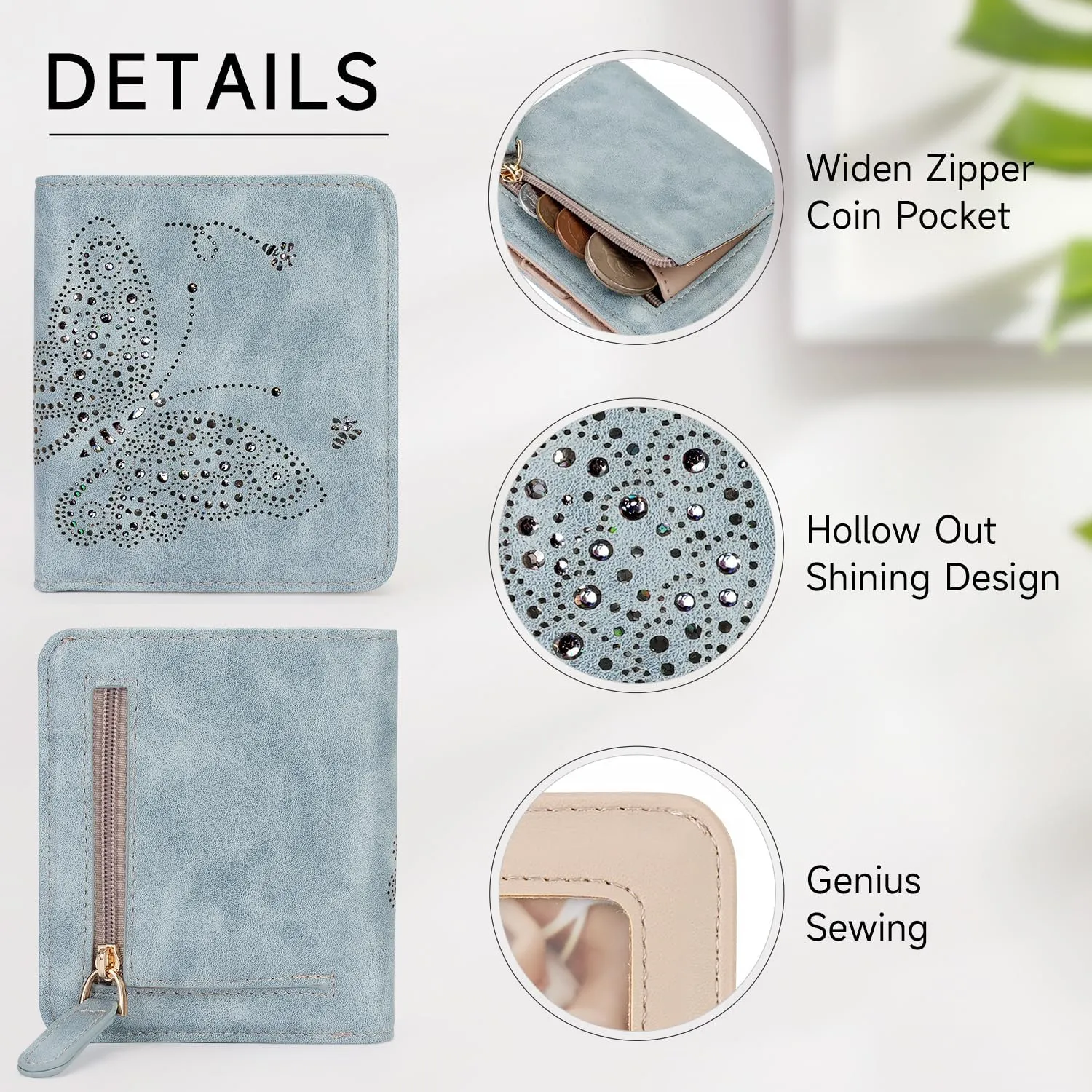 Small RFID Wallet Women Ultra Thin Slim Womens Wallet Mini Compact Bifold Pocket Ladies Wallets for Women BLUE
