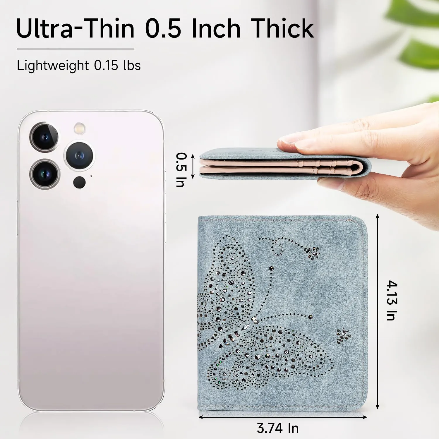 Small RFID Wallet Women Ultra Thin Slim Womens Wallet Mini Compact Bifold Pocket Ladies Wallets for Women BLUE