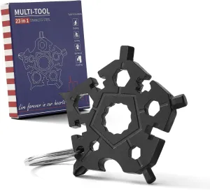 Snowflake Multi-Tool 23-in-1, Portable Outdoor Survival Tool, Stainless Steel Pocket Screwdriver, Fathers Day Multi-tool, Gift for Men, DIY Keychain Everyday Carry Tool (Black)