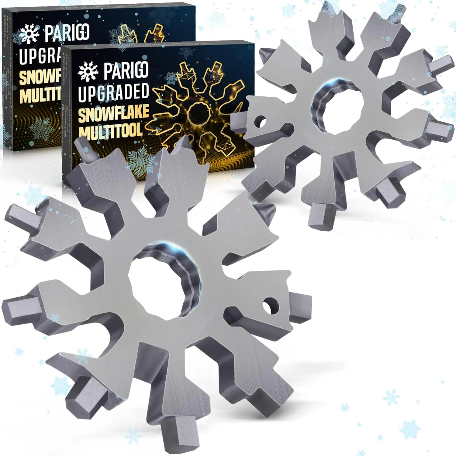 Snowflake Multi Tools Gifts for Men - Stocking Stuffers for Men Dad Teens Women 20-in-1 Pocket Size Portable Cool Gadgets with Screwdriver Bottle Opener Unique Mini Tool Christmas Birthday Gift, 2Pack