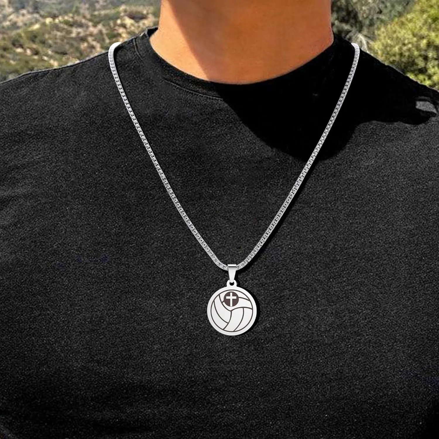 Sports Athletes Necklace with Inspiring Bible, Stainless Steel Cross Pendant Chain with Phil 4:13 Baseball Basketball Football Hockey Soccer Volleyball Pendant Jewelry Gifts for Men