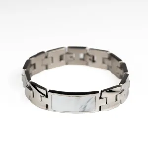 Stainless Steel and White Mother Of Pearl Bracelet