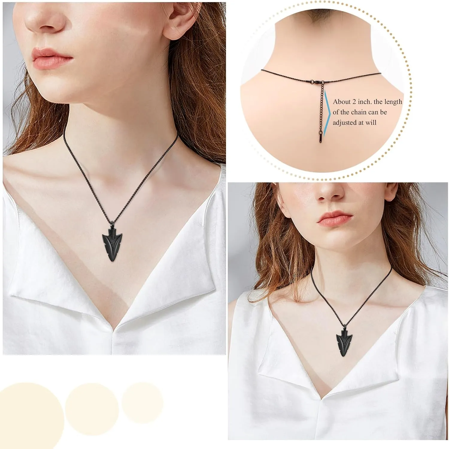 Stainless Steel Urn Necklace for Men - Arrowhead Memorial Pendant Cremation Ash Jewelry Bereavement Keepsakes Gift for Loss of a Loved One