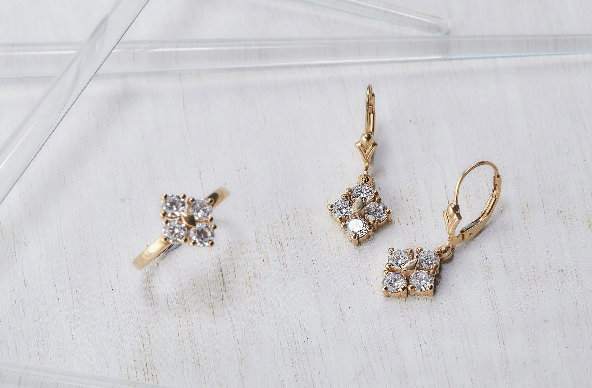 Star Dust Kite Shaped Diamond Earrings with Lab Grown Diamonds