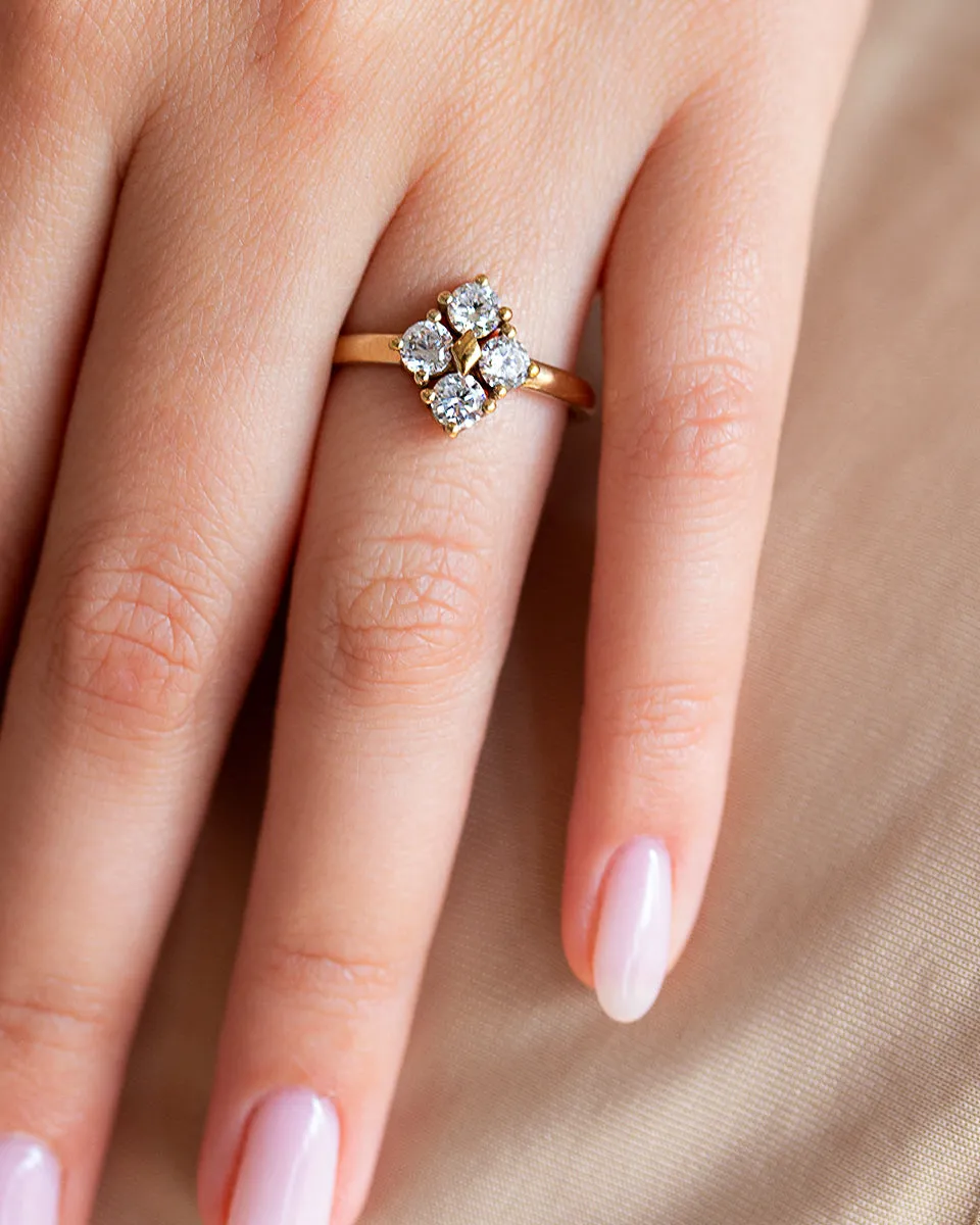 Star Dust Kite Shaped Ring with Lab Grown Diamonds