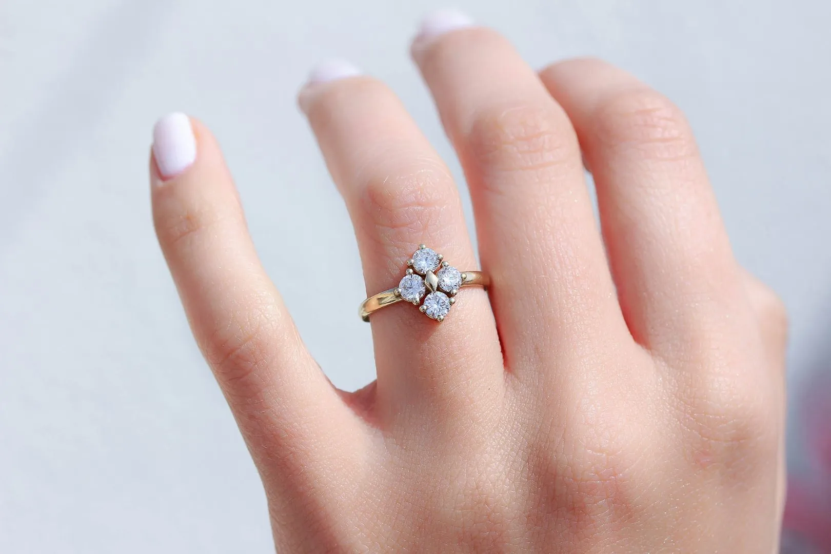 Star Dust Kite Shaped Ring with Lab Grown Diamonds