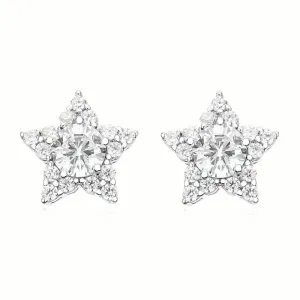 Sterling SilverCubic Zirconia Star  Stud Earrings