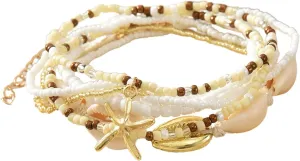 Summer Beach Ankle Bracelets for Women Boho Multilayer Shell Starfish Anklets Bracelets Surfer Heishi Stack Stretch Bracelets Jewelry