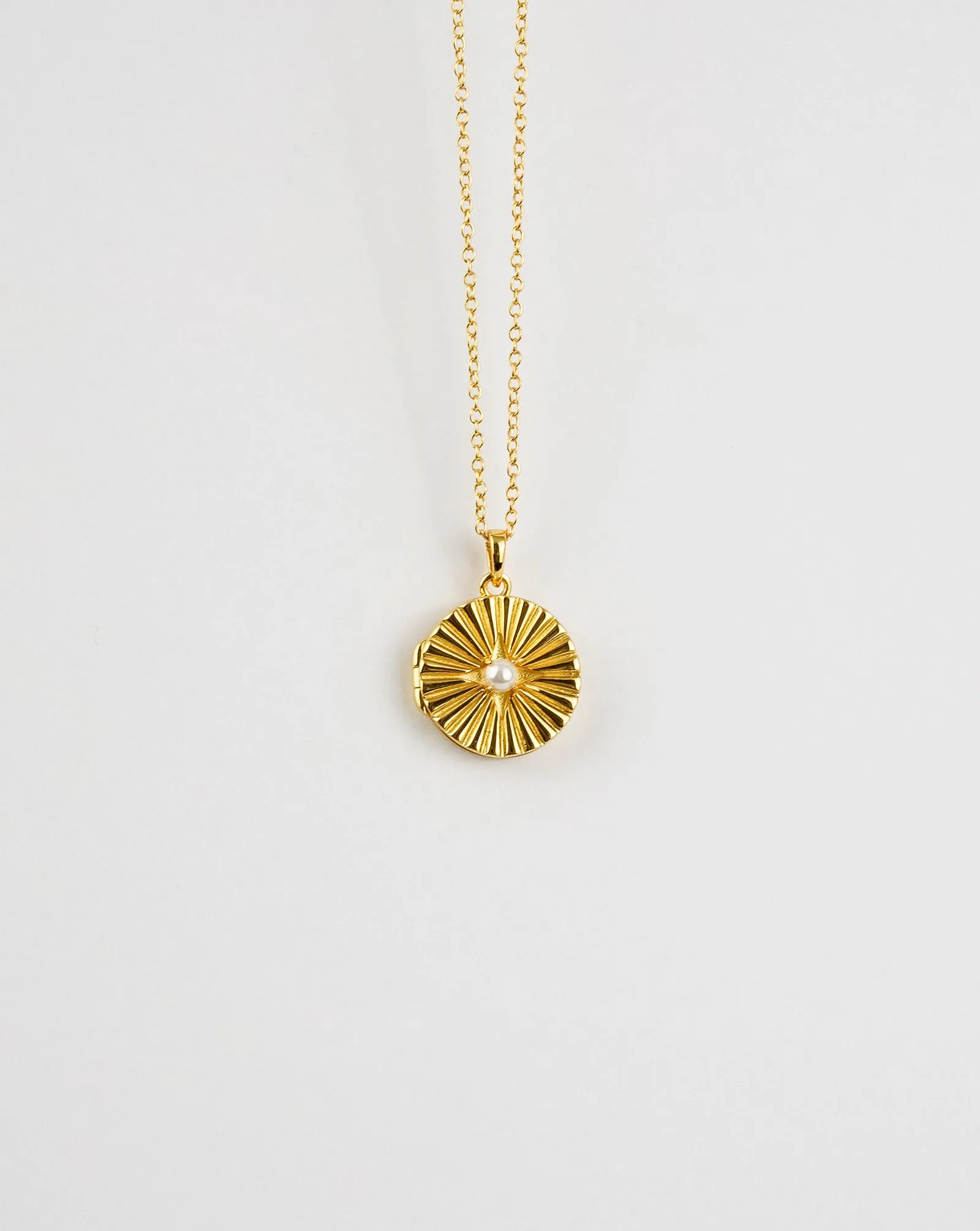 Sun Shell Pearl Locket Necklace