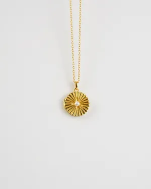 Sun Shell Pearl Locket Necklace
