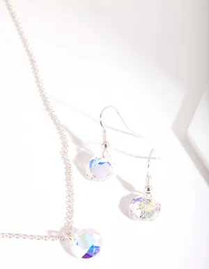 Swarovski Floating Aurora Borealis Earring Necklace Set