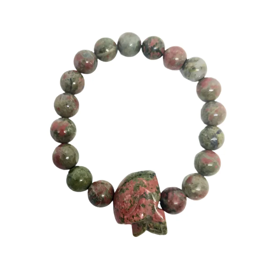 Unakite Skull Crystal Bracelet
