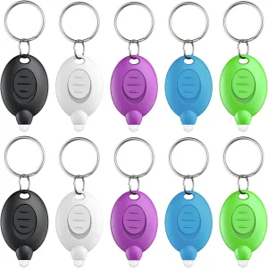 Uniclife 10 Pack LED Keychain Flashlight Mini LED Keychain Light 12 Lumen Portable Ultra Bright Battery Powered Key Ring Torch for Outdoor Camping Hiking and Emergency Lighting, 5 Colors of Shells