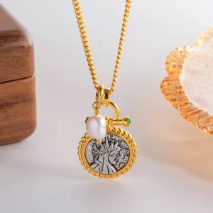 Vintage ancient coins Greek goddess Necklace
