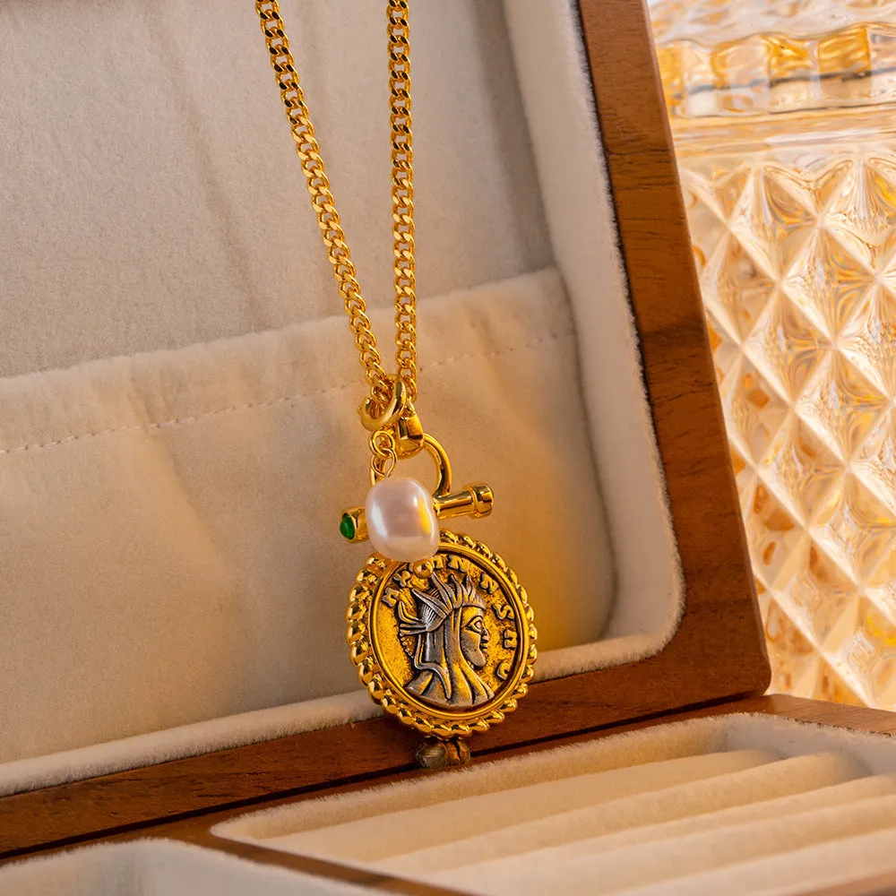 Vintage ancient coins Greek goddess Necklace
