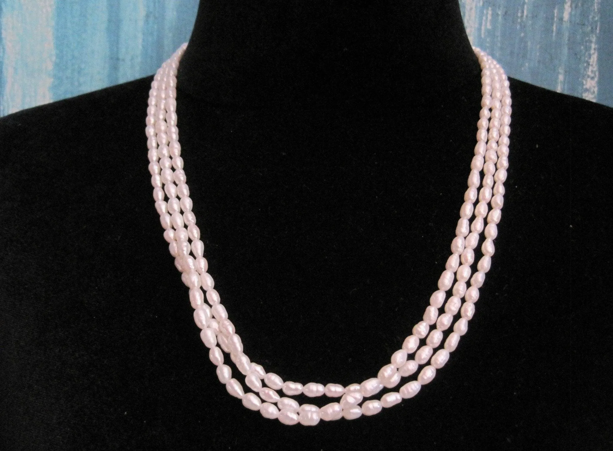 Vintage Multi Strand Genuine Freshwater Pearl Necklace
