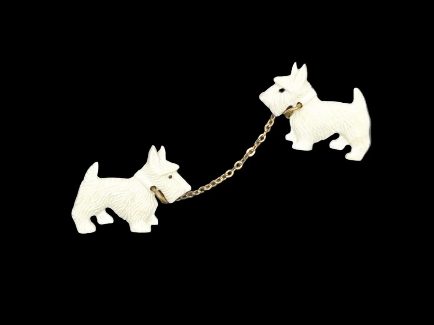 Vintage Tilco Double White Terrier Scottie Brooch
